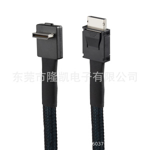 เอสเอฟเอฟ 8611 สายเคเบิลข้อมูล Sas แบบตรงถึงข้อศอก 90 องศา 12Gbps สายเคเบิลฮาร์ดไดรฟ์เซิร์ฟเวอร์ความเร็วสูง ขั้วต่อแบบแบนสีดำ - Product Image 2