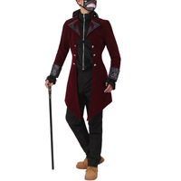 Steampunk Femmes Hommes Robe Médiévale Costume Col Montant Tailcoat Gothique Vampire Cosplay Veste Manteaux