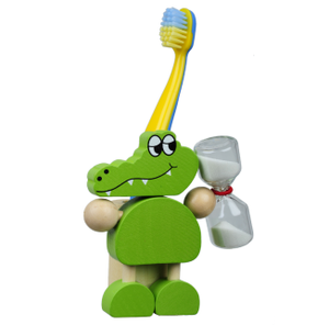 Support de brosse à <span class=keywords><strong>dents</strong></span> en bois <span class=keywords><strong>pour</strong></span> enfants, motif crocodile de dessin animé, avec minuteur de brossage, jouet <span class=keywords><strong>pour</strong></span> enfants - Product Image 2