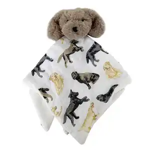 Wholesale Popular Knit Bear Head Plush Toy Cuddle Cotton Yarn Crochet Security Blanket Newborn Baby Comforter