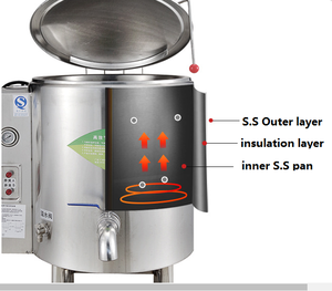 آلة طهي صناعية، وعاء غليان مزدوج الجدار عمودي | تسخين بالزيت/البخار للطهي على درجات حرارة عالية، مع خاصية التحريك - Product Image 6