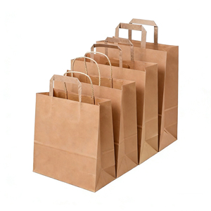 Sacs d'achats écologiques biodégradables personnalisés, emballages pour la restauration rapide, sacs en papier kraft pour emporter - Product Image 5