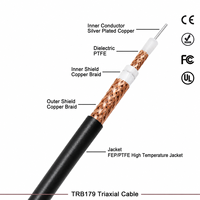 Cable triaxial micro coaxial de PTFE TRB179 de 75 ohmios, de alta temperatura y bajo ruido, para transmisión de video, pruebas de aviación e instrumentos de 75 ohmios.