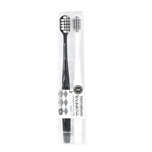 wholesale custom logo OEM PETG Silver infused plated crystal handle wide head couple 2 in 1 pack soft bristle toothbrush