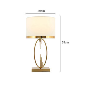 Modern Light Luxury Simple Creative Decorative Fabric LED Warm White Brass <b>Table</b> <b>Lamp</b> <b>Pink</b> Shade High CRI 80 for Bedroom Use - Product Image 6