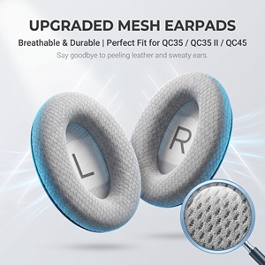 Coussinets de remplacement QuietComfort 35 en cuir protéiné pour écouteurs QC25, QC15, AE2, <span class=keywords><strong>QC45</strong></span> – Réduction du bruit - Product Image 1