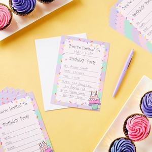 Invitaciones <span class=keywords><strong>de</strong></span> <span class=keywords><strong>Cumpleaños</strong></span> para Niñas - Divertidas Invitaciones con Diseño <span class=keywords><strong>de</strong></span> Pastel y Confeti - Invitaciones <span class=keywords><strong>de</strong></span> Fiesta en Cartulina Resistente - Product Image 2