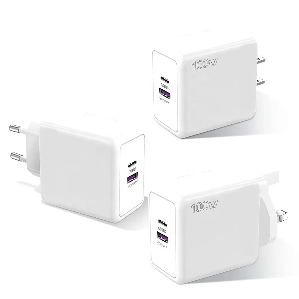 100W Usb+PD Wall Charger US EU UK Quick Charging Mobile Phone Charger Support Fast Charging Flash Charging