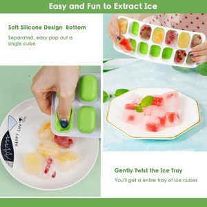 Durable Stackable <b>Maker</b> with Spill-Resistant & Removable Lids Silicone Ice Cube Trays - Product Image 5