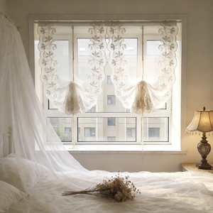 <span class=keywords><strong>Tende</strong></span> Oscuranti Ricamate, <span class=keywords><strong>Tende</strong></span> Velate Floreali con Laccetti, <span class=keywords><strong>Tende</strong></span> Romane a Balze per Finestre di Cucina, Balcone, Caffetteria - Product Image 1