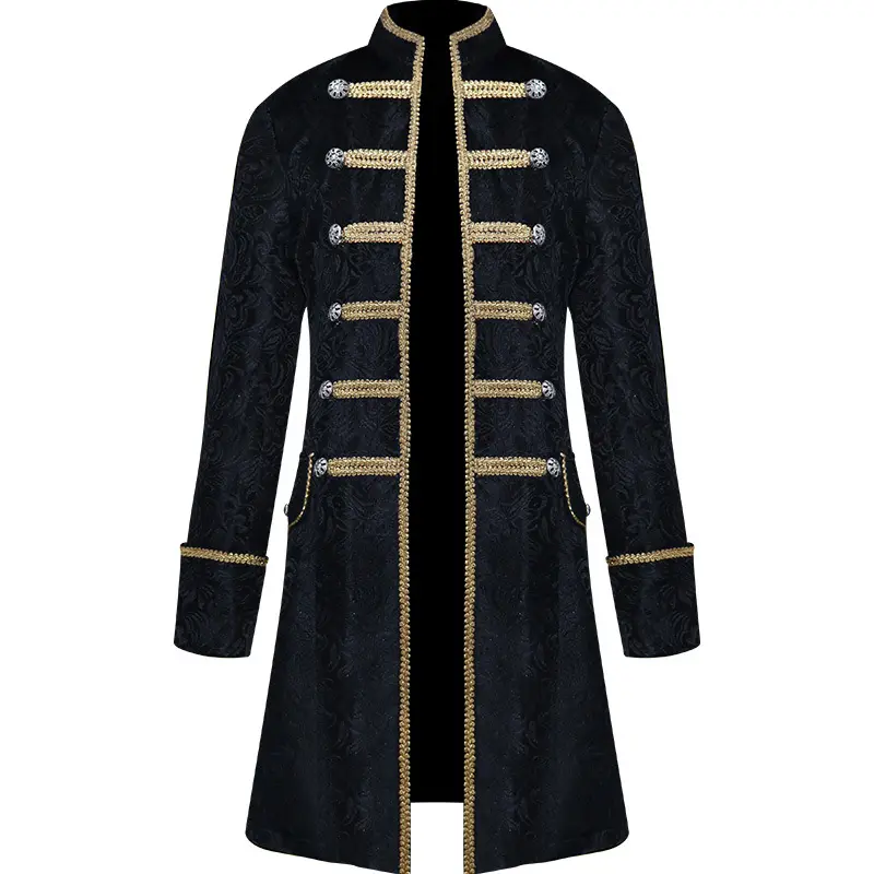 Mens ortaçağ Steampunk ceket Vintage jakarlı Tailcoat gotik uzun frak victoria üniforma cadılar bayramı Cosplay kostüm 4xl