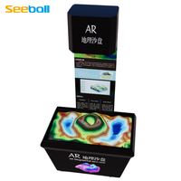 Table de sable géographique numérique Seeball avec affichage holographique 1000x1000, interaction gestuelle, thème volcanique