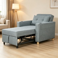 Canapé-lit convertible moderne en tissu avec cadre métallique extensible, fauteuil-lit pliant simple