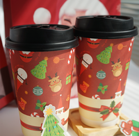Gobelets en papier à double paroi de 16 oz personnalisés pour Noël, de qualité alimentaire, avec couvercles, écologiques, pour café chaud, whisky, vin, boissons gazeuses