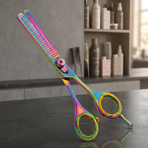 Ciseaux professionnels de coiffure 6 pouces pour droitiers, multicolores, à lame affûtée en acier inoxydable 6CR13, manche en plastique long - Product Image 3