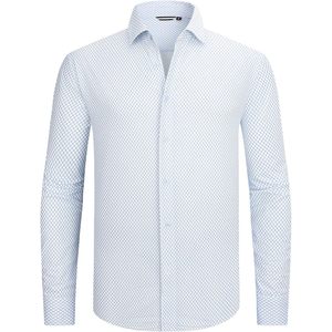 เสื้อเชิ้ตเดรสแขนยาวพิมพ์ลายสำหรับผู้ชาย ผ้าฝ้ายป๊อปลิน 100% ระบายอากาศได้ดี ทรงพอดีตัว - Product Image 4