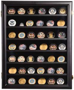 שנתי מכירה לוהטת עץ עם זכוכית הניתן לנעילה תג מטבע מדליית אוסף קבינט תיבת אתגר מדליית מטבע תצוגת מקרה - Product Image 4