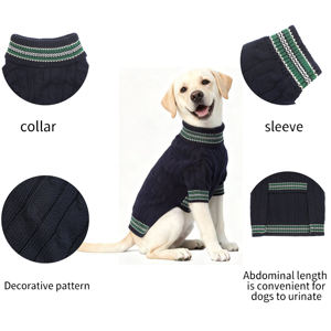 Gilet pour chien personnalisé léger et respirant en tricot, rayé vert et bleu, col roulé sans manches, pour chiens de grande et petite taille, tels que les Dachshunds - Product Image 5