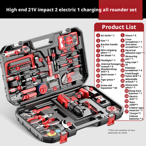 Şarj Edilebilir Lityum Pil Tabanca Matkabı Elektrikli Tornavida Fırçasız Motor Değişken Hızlı Ev Tipi Alet Seti OEM Taşıma Çantası - Product Image 5