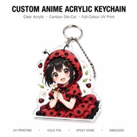 Porte-clés personnalisé en acrylique anime, chaîne serpent en acrylique transparent de 3 mm, découpe sur mesure, vente en gros, faible MOQ, délai de livraison rapide