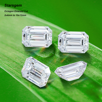 Moissanite synthétique blanc taille émeraude octogonale Starsgem de 2x4mm à 10x12mm pour la fabrication de bijoux