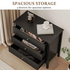 Sunrise Modern 30-Inch <strong>Tall</strong> Oak Nightstand Dresser <strong>Set</strong> 2 Fluted Chest <strong>Drawers</strong> Timeless Minimalist Design MDF Construction for - Product Image 5