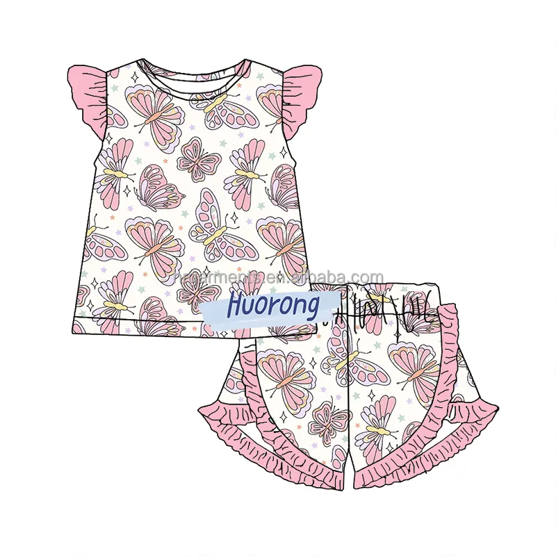 Newest Girls Summer clothes sets Sprint butterfly Spring Soft Lovely two pieces outfits
