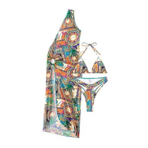 Nouveau maillot de bain trois pièces en maille à imprimé léopard européen et américain pour femmes, bikini, costume de bain pour femmes - Product Image 5