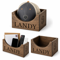 Support de Chapeaux en Bois Foncé Rustique Haut de Gamme Écologique avec Logo Personnalisé Gravé, Organisateur de Casquettes de Baseball pour Promotion Fête des Pères
