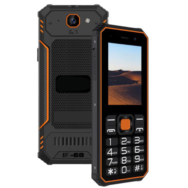4G Rugged Feature Phone IP68 Waterproof Shockproof 2500mAh Battery Flashlight Dual SIM Camera FM SOS OEM Keypad German Spanish
