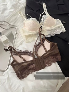 Conjunto de Lencería con Sujetador Minimizador Estilo Francés para Mujer, con Aros Suaves, Antideslizante, de Encaje Ultrafino, Push-Up, Sexy, Dulce y Transpirable - Product Image 3