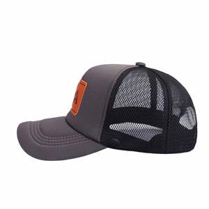 High Quality 6-Panel 112 Cap Style Structured Mesh Retro Portable Trucker <b>Hat</b> with Leather Patch Logo - Product Image 4