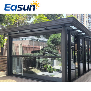 Cửa sổ nâng điện hiện đại đôi kính cường lực gấp Màn hình khung hợp kim nhôm chống gió tự động mở mưa - Product Image 2