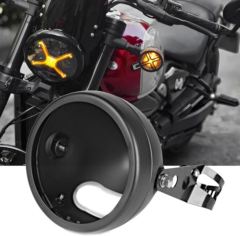 Universal 5 75inch Motorcycle Headlight Black