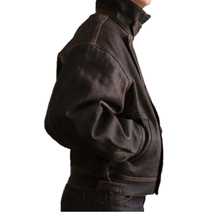 OEM Custom Wholesale Vintage <b>Black</b> Denim <b>Jacket</b> Mens High Collar Trucker <b>Jacket</b> Workwear Style Casual <b>Jean</b> Outerwear - Product Image 3