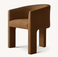Fauteuil de salle à manger INNES contemporain en bois massif avec dossier fermé et revêtement en tissu, idéal pour salon, hôtel, restaurant et banquets