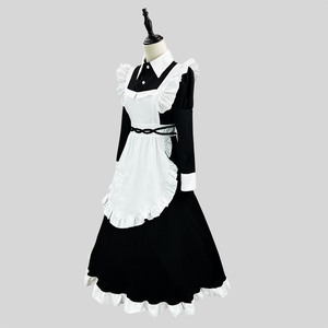 Japanese Classic Maid Outfit Cosplay Costume Black With Pocket Polyester Fall 2024 - Product Image 2