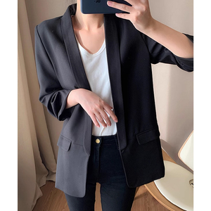 <span class=keywords><strong>Blazer</strong></span> Casual Abierto por Delante para <span class=keywords><strong>Mujer</strong></span> con Logotipo Personalizado, Chaqueta de Traje de Negocios de Color Sólido para Oficina, <span class=keywords><strong>Blazer</strong></span> Elegante de Talla Grande al por Mayor - Product Image 3
