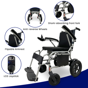 Silla de Ruedas Eléctrica Ligera KSM-509 para Personas Mayores con Frenos Electromagnéticos Seguros, Silla de Ruedas Plegable para Uso Doméstico - Product Image 5