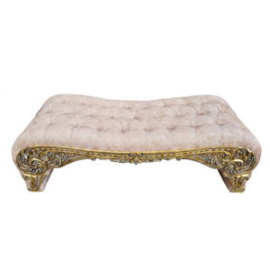 Banco Otomano Tapizado Acolchado de Lujo, Estilo Vintage Moderno, Patas Talladas Decorativas en Oro, para Eventos de Boda, Decoración de Hoteles, Uso en Interiores y Exteriores - Product Image 1