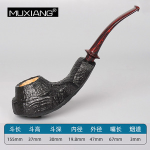 Handmade Solid Wood Briar Pipe Bent Type 3mm Filter Tobacco Pipe For Men - Product Image 4