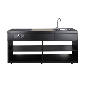 Encimera de Cocina Negra en Oferta, Encimera Larga de Acero Inoxidable con Grifo - Product Image 1
