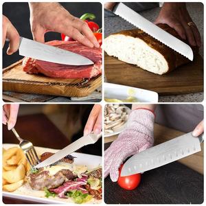 Ensemble de 15 couteaux de cuisine en acier inoxydable à motif Damas avec bloc à couteaux en bois - Product Image 5