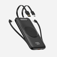 Batterie externe sans fil à charge rapide 22,5 W avec affichage numérique, 10000 mAh 20000 mAh, 4 câbles intégrés et support de fixation – Tendance