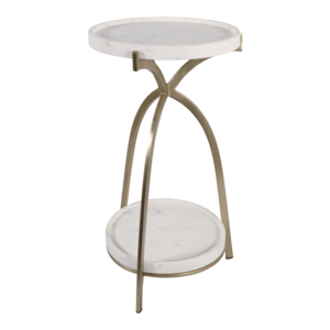 Tavolino da cocktail in marmo con struttura in metallo dorato, tavolino rotondo per soggiorno o camera da letto. - Product Image 3