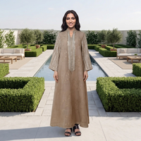 Alya 2026 – Nouvelle Abaya de fête pour femme, manches longues, sequins, maille, broderie magnifique, polyester/spandex, style islamique, faible MOQ