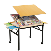 Klappbarer Puzzle-Tisch mit Neigbarem Brett in 4 Winkeln, Puzzle-Tisch mit 4 Sortierschubladen und Feststellbaren Rollen für die Familie