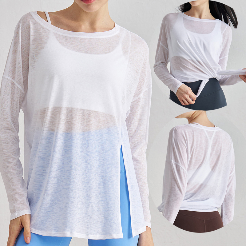 Women's Lightweight Breathable Sports Gym Running Workout Fitness Long Sleeves Top Quick-drying Yoga Clothes T Shirts