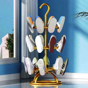 Zapatero dorado de 3 niveles con colgador, organizador giratorio para almacenamiento en interiores y exteriores - Product Image 4