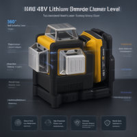 Niveau laser professionnel rechargeable sans fil 48V, mini, portable, alimenté par batterie, avec 3 lignes laser pour travaux de construction